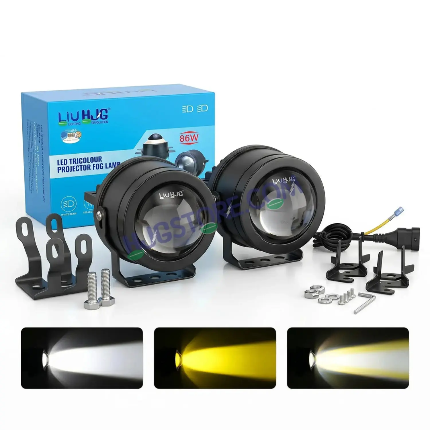 HJG H-J162 Tri-Color Fog Lamp 3-Inch Projector | 86W 8600LM - Image 2
