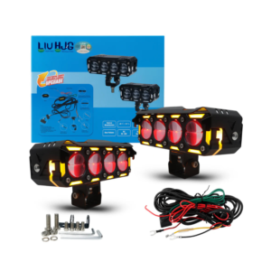 LIU HJG 4 lens LED projector fog light with amber DRL and red devil eye for motorcycles and cars