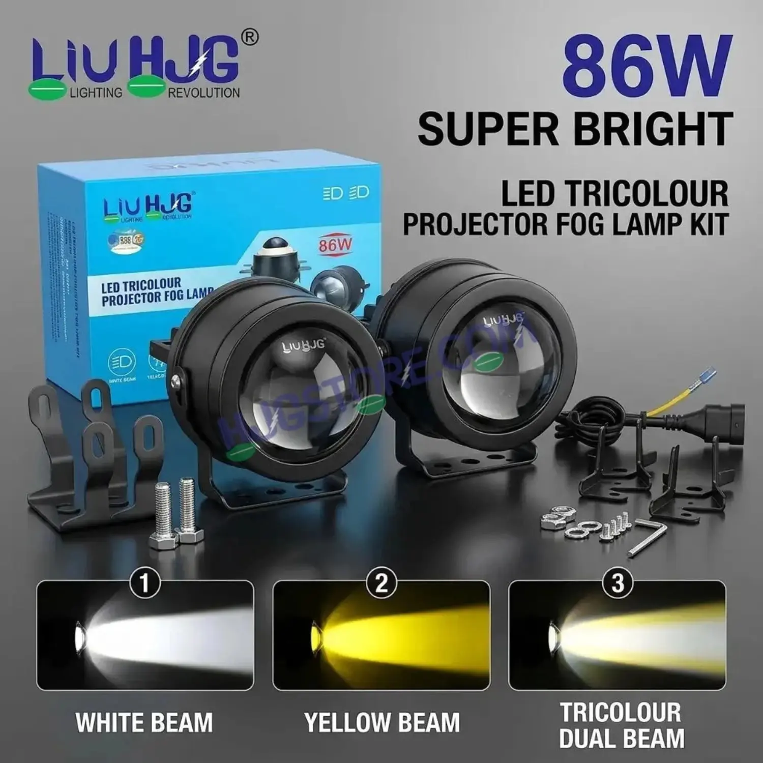 HJG H-J162 Tri-Color Fog Lamp 3-Inch Projector | 86W 8600LM - Image 3