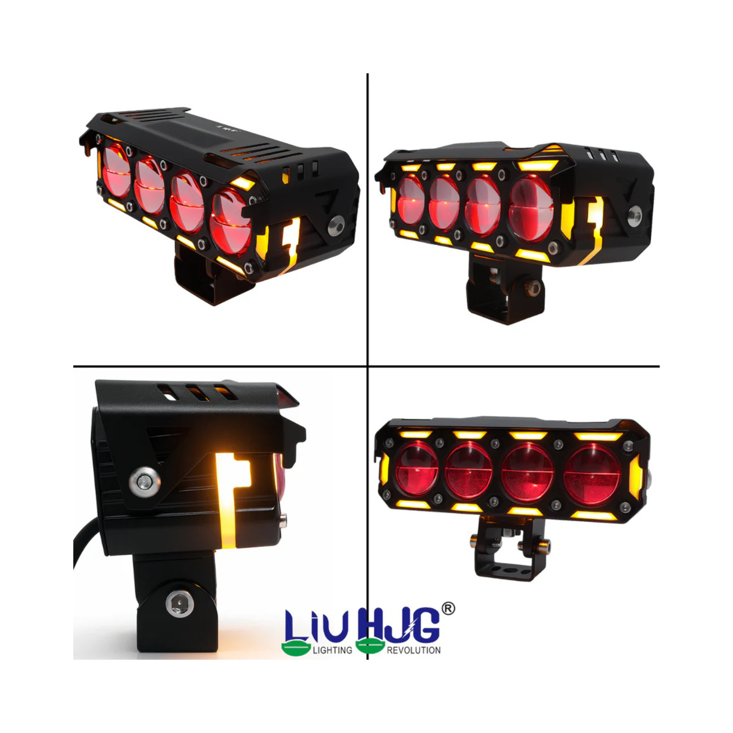 liu hjg 4 lens led fog light with amber drl & red devil eye liu hjg 4 lens led fog light with amber drl & red devil eye
