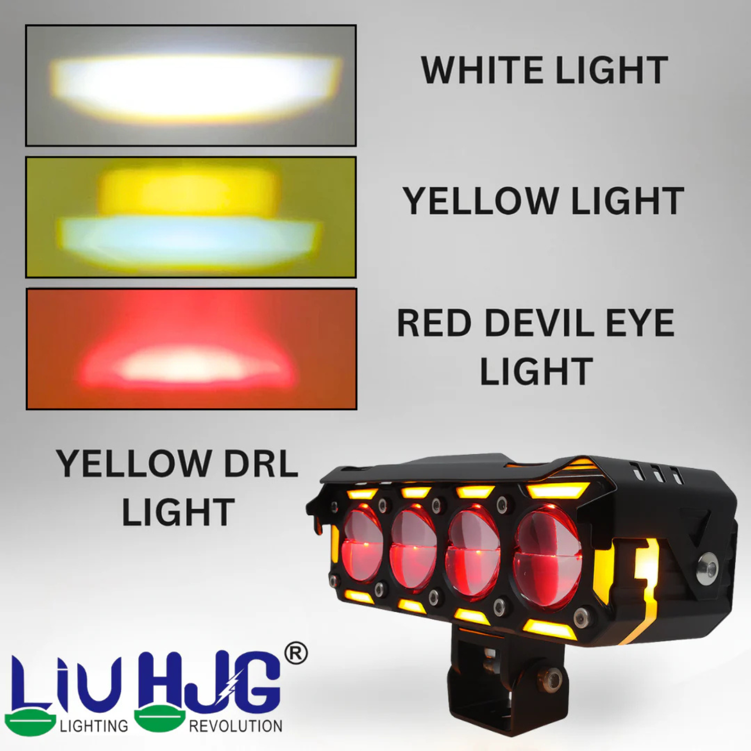 liu hjg 4 lens led fog light with amber drl & red devil eye liu hjg 4 lens led fog light with amber drl & red devil eye
