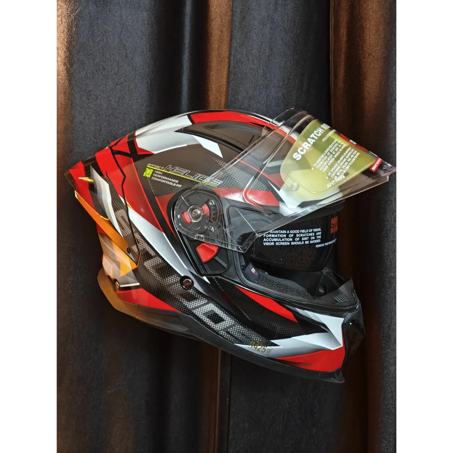studds helios effect helmet matt black white red | dual visor studds helios effect helmet matt black white red | dual visor