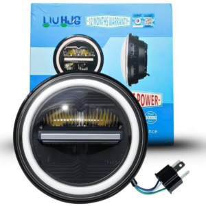 7 Inch 100W Round White LED Headlight with Amber