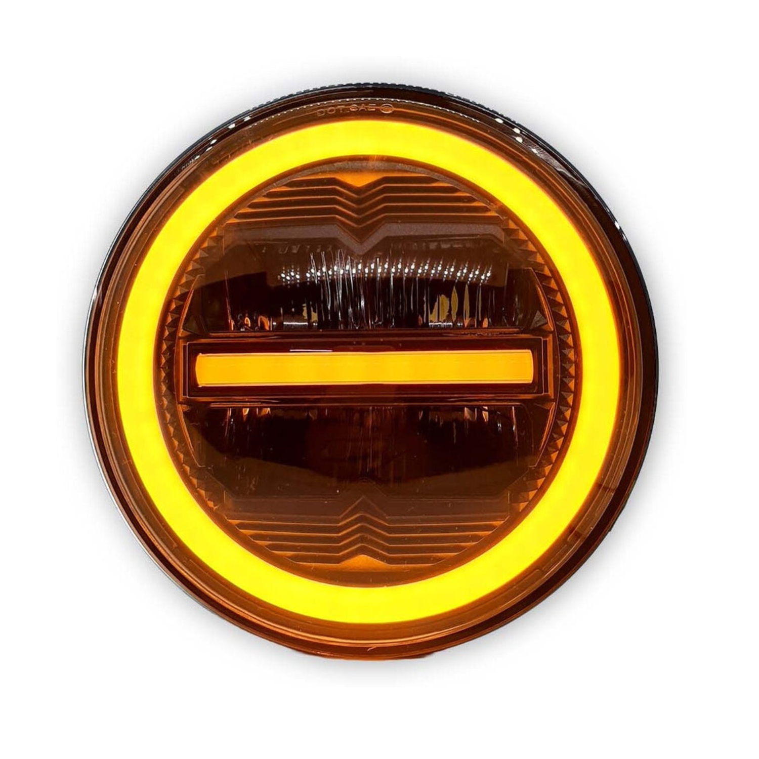 7 Inch 100W Round White LED Headlight with Amber - Image 2